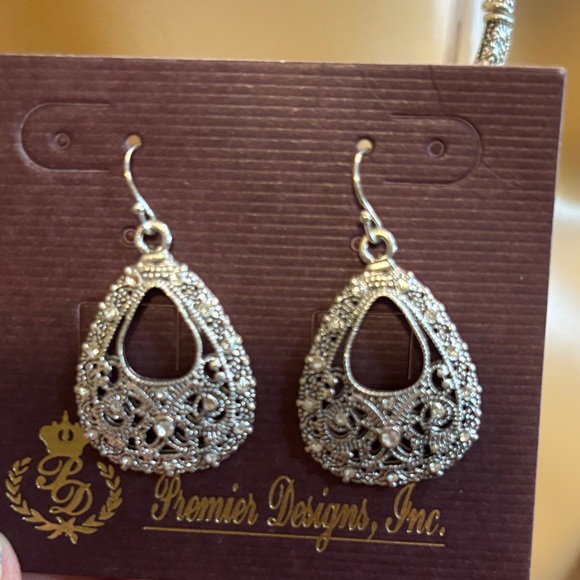 Rare Find, Premier Designs Intricate Silver Necklace & Earring Set - Picture 5 of 7
